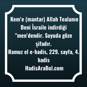   Kem'e (mantar) Allah Tealanın Beni ... hadisi