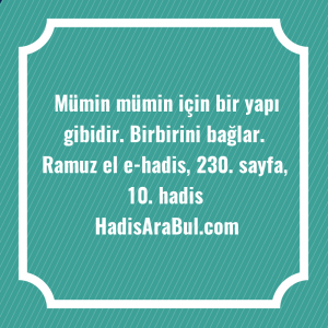   Mümin mümin için bir yapı ... hadisinin tamamı