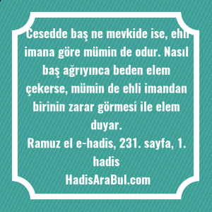   Cesedde baş ne mevkide ise, ... ile başlayan hadis