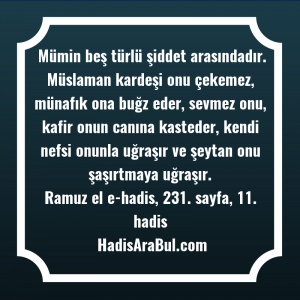   Mümin beş türlü şiddet arasındadır. ... hadisi