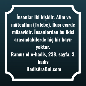   İnsanlar iki kişidir. Alim ve ... hadisinin tamamı