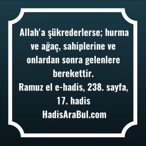   Allah'a şükrederlerse; hurma ve ağaç, ... hadisi