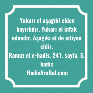   Yukarı el aşağıki elden hayırlıdır. ... hadisi şerifi