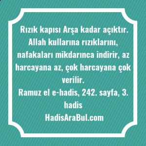   Rızık kapısı Arşa kadar açıktır. ... hadisinin tamamı