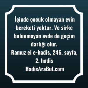   İçinde çocuk olmayan evin bereketi ... hadisi