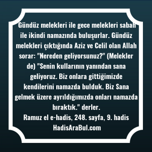 Gündüz melekleri ile gece melekleri ... hadisinin tamamı