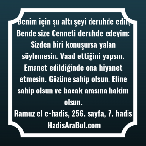   Benim için şu altı şeyi ... hadisinin tamamı