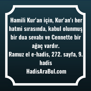   Hamili Kur'an için, Kur'an'ı her ... hadisi şerifi