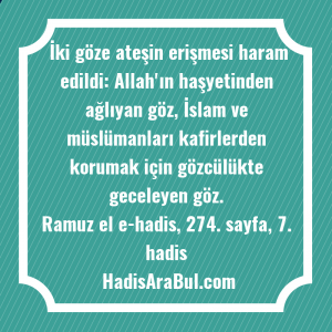   İki göze ateşin erişmesi haram ... hadisi