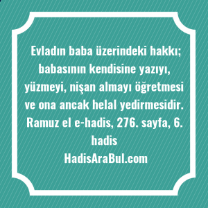   Evladın baba üzerindeki hakkı; babasının ... ile başlayan hadis