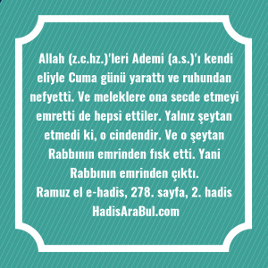   Allah (z.c.hz.)'leri Ademi (a.s.)'ı kendi ... ile başlayan hadis