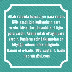   Allah yolunda harcadığın para vardır. ... hadisi