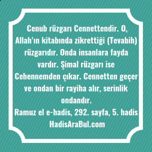   Cenub rüzgarı Cennettendir. O, Allah'ın ... hadisinin tamamı