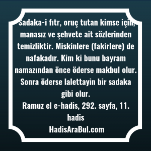   Sadaka-i fıtr, oruç tutan kimse ... hadisi şerifi