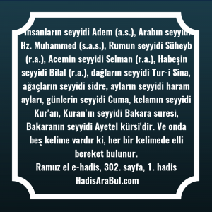   İnsanların seyyidi Adem (a.s.), Arabın ... hadisi