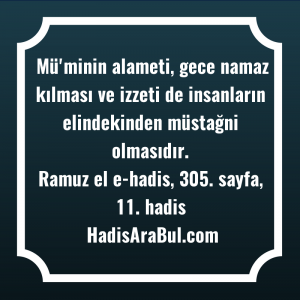   Mü'minin alameti, gece namaz kılması ... hadisi