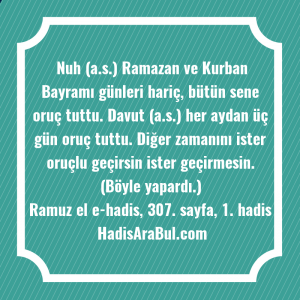   Nuh (a.s.) Ramazan ve Kurban ... hadisi şerifi