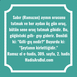   Sabır (Ramazan) ayının orucunu tutmak ... hadisi şerifi