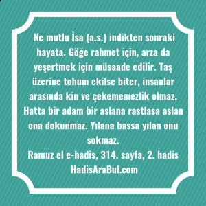   Ne mutlu İsa (a.s.) indikten ... hadisi