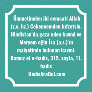   Ümmetimden iki cemaati Allah (z.c. ... hadisinin tamamı