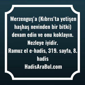   Merzenguş'a (Kıbrıs'ta yetişen haşhaş nevinden ... hadisi şerifi