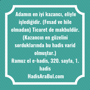   Adamın en iyi kazancı, eliyle ... hadisi şerifi