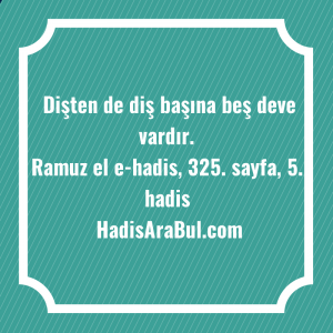   Dişten de diş başına beş ... hadisinin tamamı