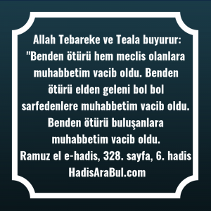   Allah Tebareke ve Teala buyurur: ... hadisinin tamamı