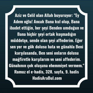   Aziz ve Celil olan Allah ... hadisi