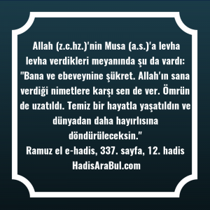   Allah (z.c.hz.)'nin Musa (a.s.)'a levha ... hadisi şerifi