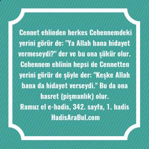   Cennet ehlinden herkes Cehennemdeki yerini ... hadisinin tamamı