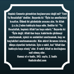   Hepiniz Cennete girmekten hoşlanırsınız değil ... hadisi şerifi