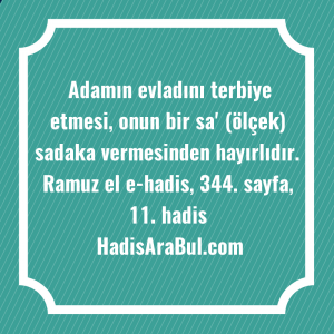   Adamın evladını terbiye etmesi, onun ... hadisinin tamamı