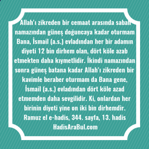   Allah'ı zikreden bir cemaat arasında ... hadisi