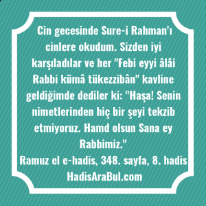   Cin gecesinde Sure-i Rahman'ı cinlere ... hadisi şerifi