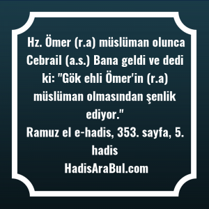   Hz. Ömer (r.a) müslüman olunca ... hadisi şerifi