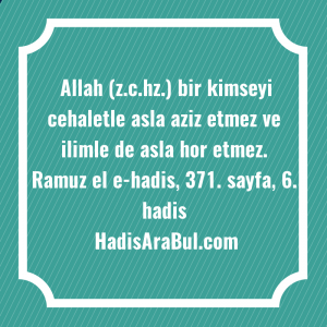   Allah (z.c.hz.) bir kimseyi cehaletle ... hadisi