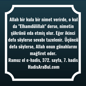   Allah bir kula bir nimet ... hadisi şerifi