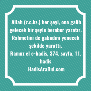   Allah (z.c.hz.) her şeyi, ona ... hadisi şerifi