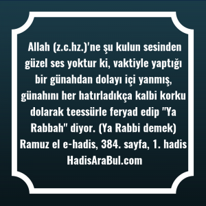   Allah (z.c.hz.)'ne şu kulun sesinden ... ile başlayan hadis