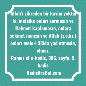   Allah'ı zikreden bir kavim yoktur ... ile başlayan hadis