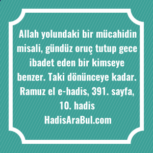   Allah yolundaki bir mücahidin misali, ... hadisi şerifi