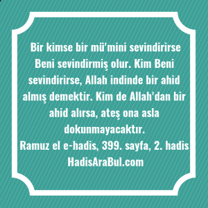   Bir kimse bir mü'mini sevindirirse ... ile başlayan hadis