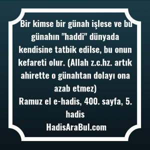   Bir kimse bir günah işlese ... hadisi şerifi