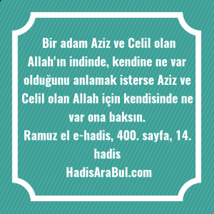   Bir adam Aziz ve Celil ... hadisi