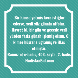   Bir kimse yetmiş kere istiğfar ... hadisi