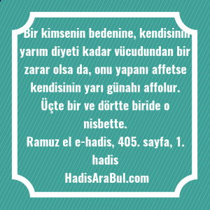   Bir kimsenin bedenine, kendisinin yarım ... ile başlayan hadis