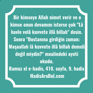   Bir kimseye Allah nimet verir ... hadisi