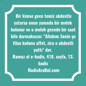   Bir kimse gece temiz abdestle ... hadisinin tamamı