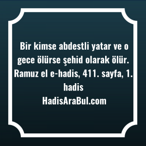   Bir kimse abdestli yatar ve ... hadisi şerifi